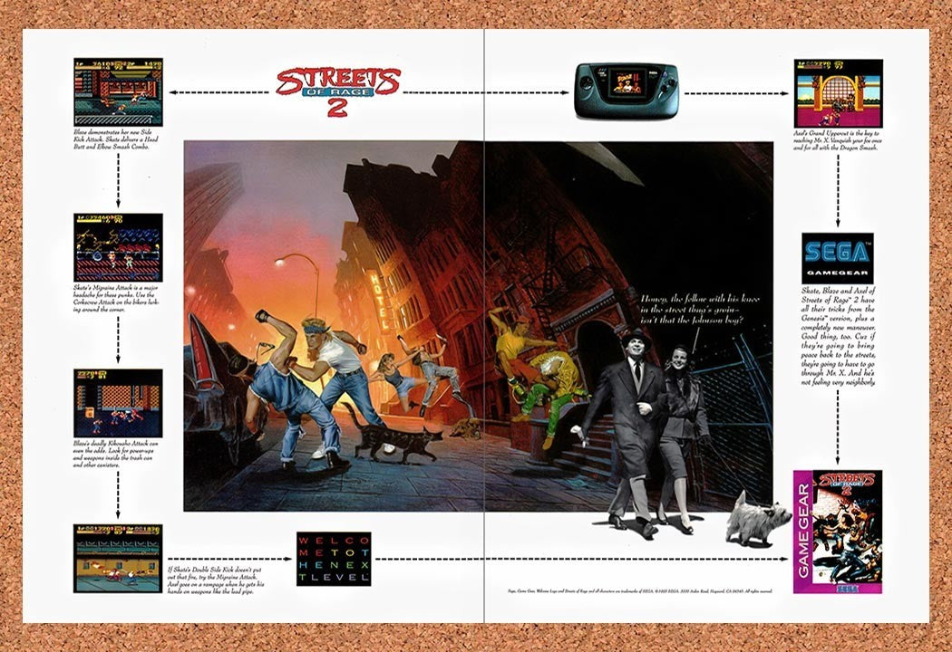 1993 Streets Of Rage 2 Game Gear Original Advertisement / Retro Promo v3