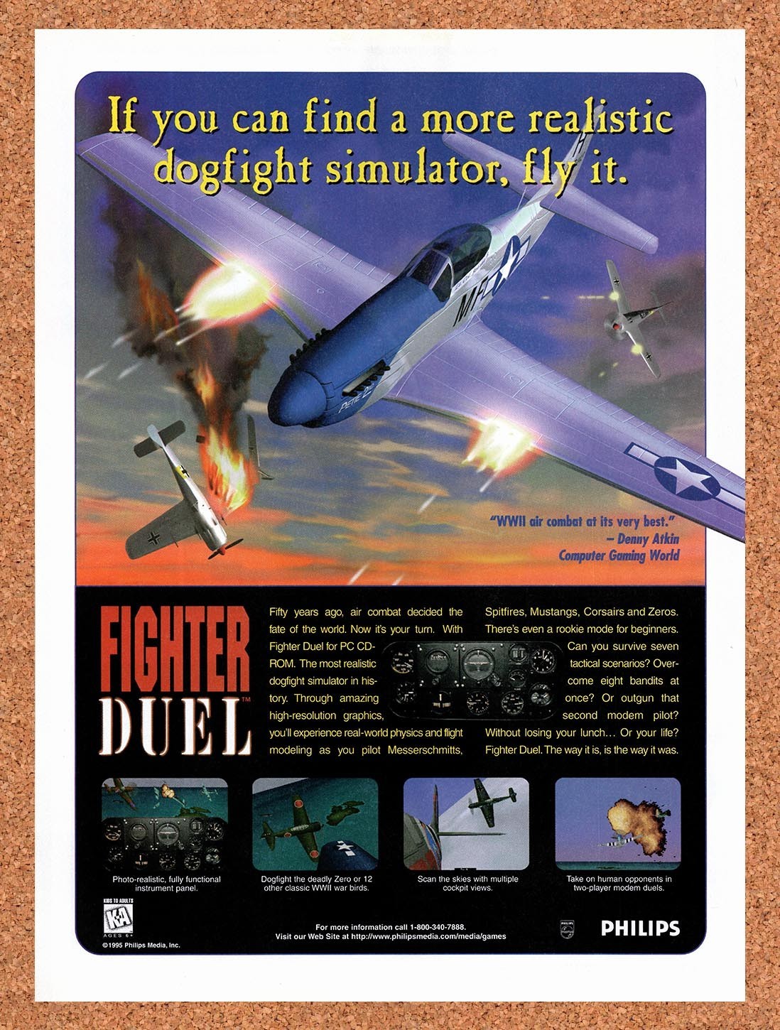 1995 Fighter Duel PC Original Advertisement / Retro Promo v1