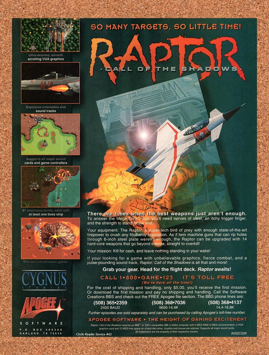 1994 Raptor Call Of The Shadows IBM Original Advertisement / Retro Wall Art v1