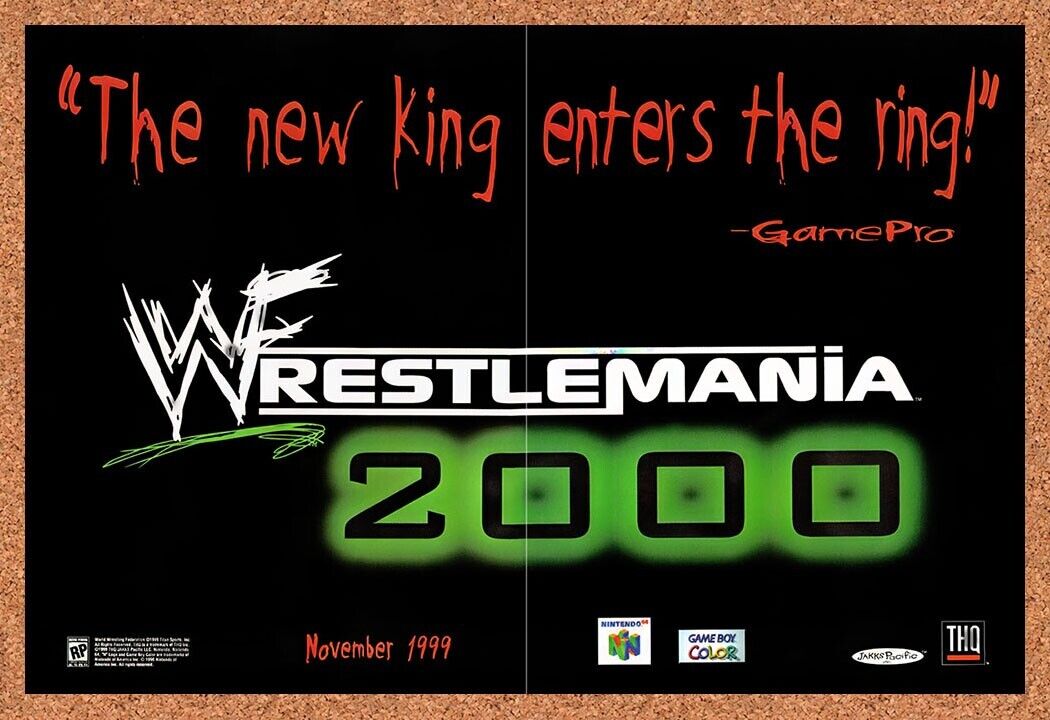 1999 WWF Wrestlemania 2001 N64 Original Advertisement / Retro Wall Art v1