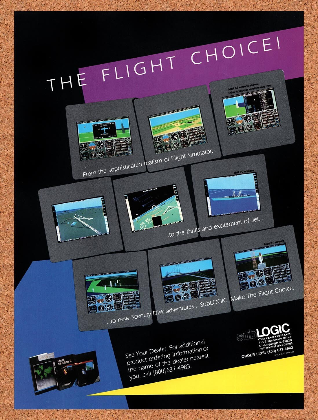 1987 Flight Simulator II Tandy Original Advertisement / Retro Wall Art v2