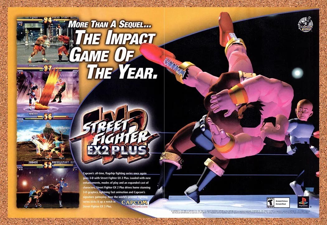 2000 Street Fighter EX2 Plus PS1 Original Advertisement / Retro Promo v1