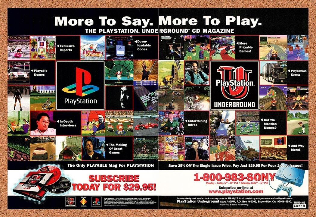 1998 Sony PS1 Underground Subscription Original Advertisement / Retro Promo v1