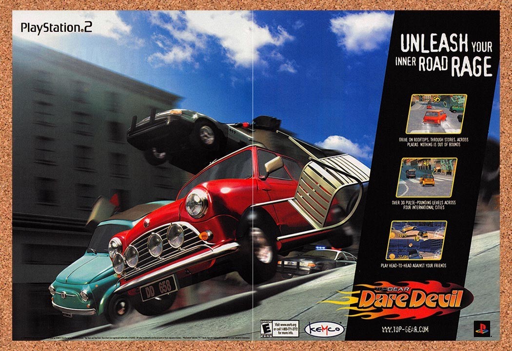 2001 Top Gear Dare Devil PS2 Original Advertisement / Retro Promo v1