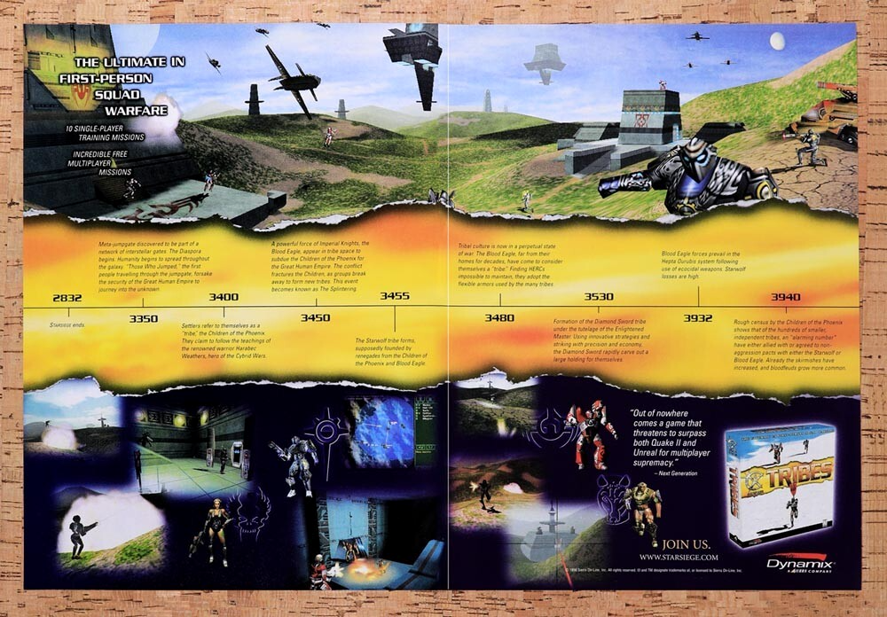 1998 Starsiege Tribes PC Original Advertisement / Retro Wall Art v3