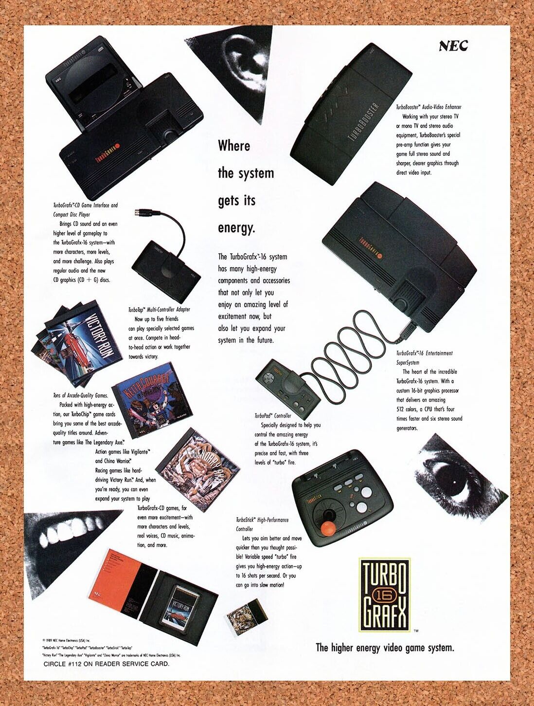1990 Turbo Grafx-16 Console Original Advertisement / Retro Wall Art v4