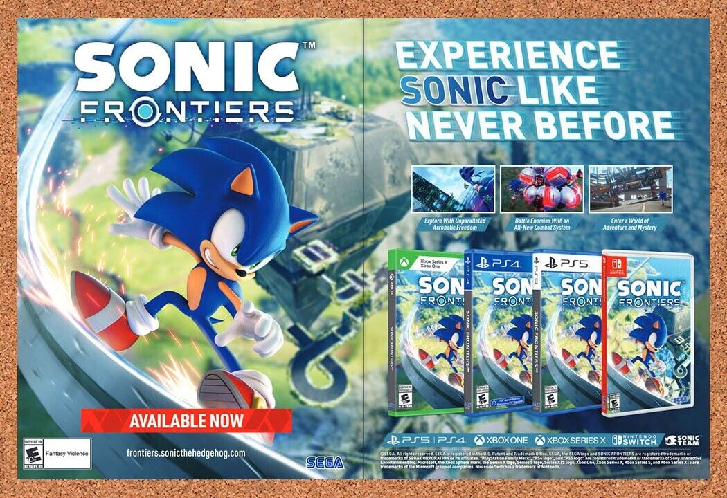 Sonic Frontiers Switch Original 2023 Ad - Video Game Art Display Promo
