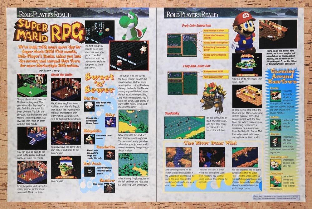 1996 Super Mario RPG Sewers Tips Original Advertisement / Retro Wall Art v5