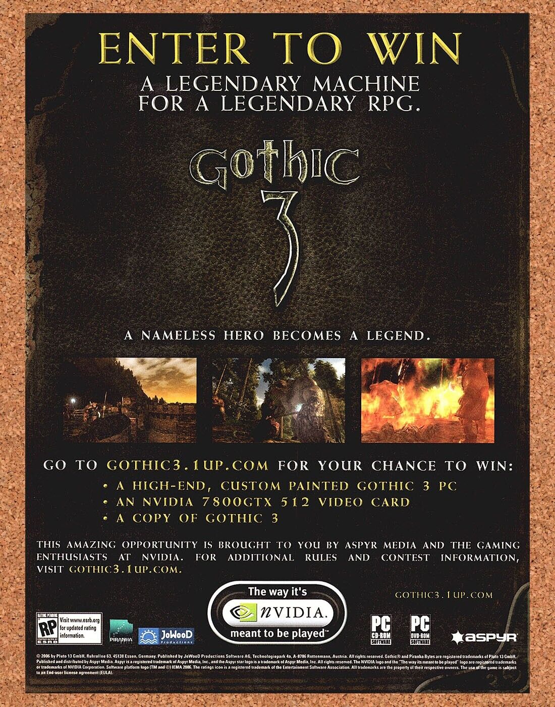 Gothic 3 PC Original 2005 Print Ad Authentic Video Game Sweepstakes Promo