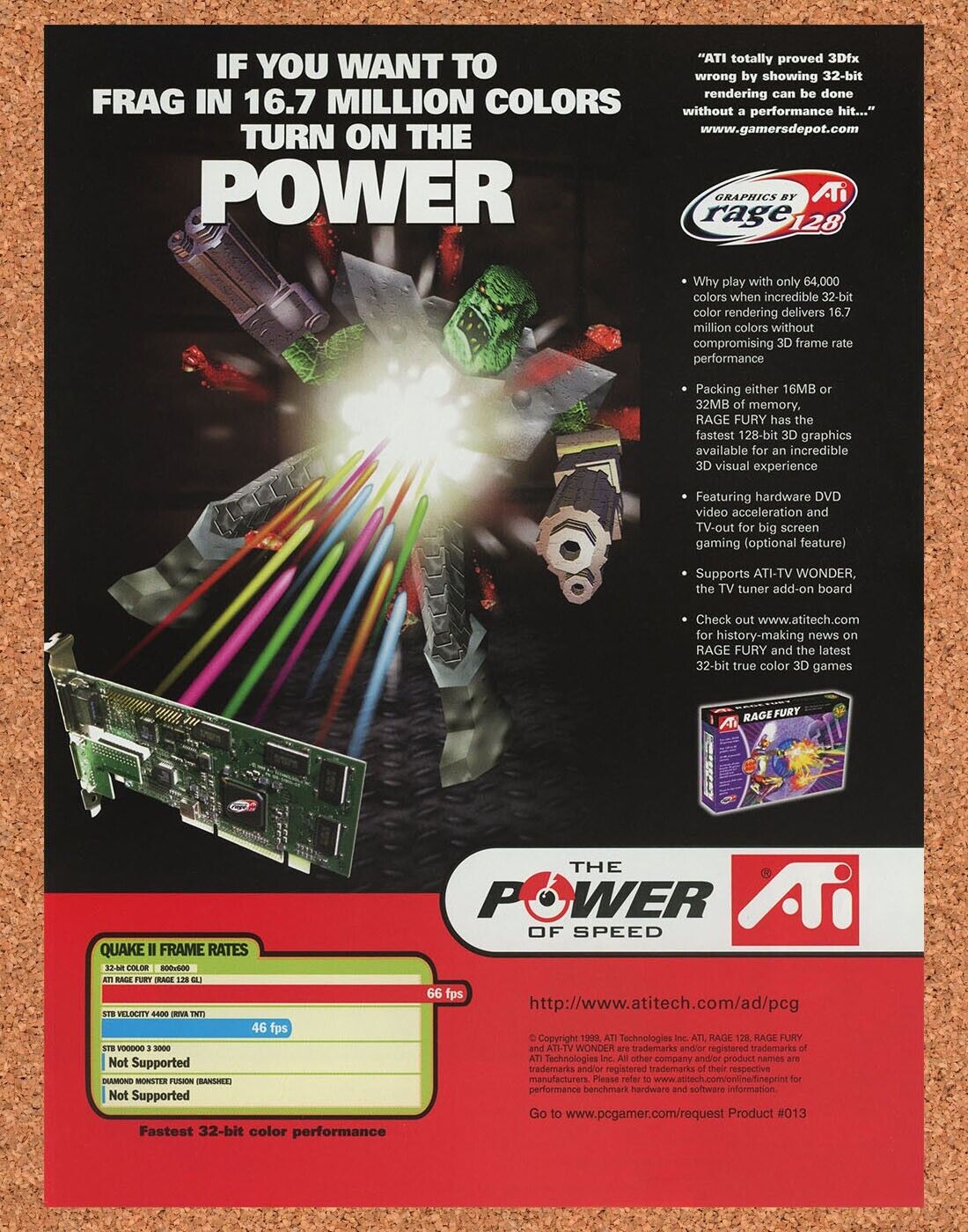 ATI Rage Fury Video Card Original 2001 Ad Authentic Retro Gaming PC Tech Promo