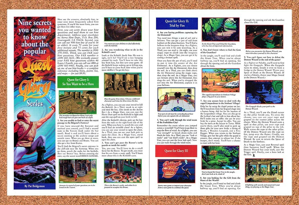 1993 Quest For Glory Series Secrets Original Advertisement / Retro Wall Art v1