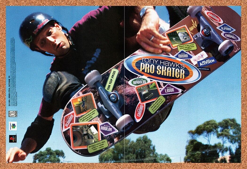 1998 Tony Hawks Pro Skater N64 Original Advertisement / Retro Wall Art v2