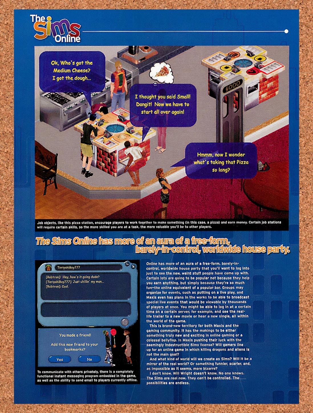 2002 Sims Online PC Original Advertisement / Retro Promo vr6