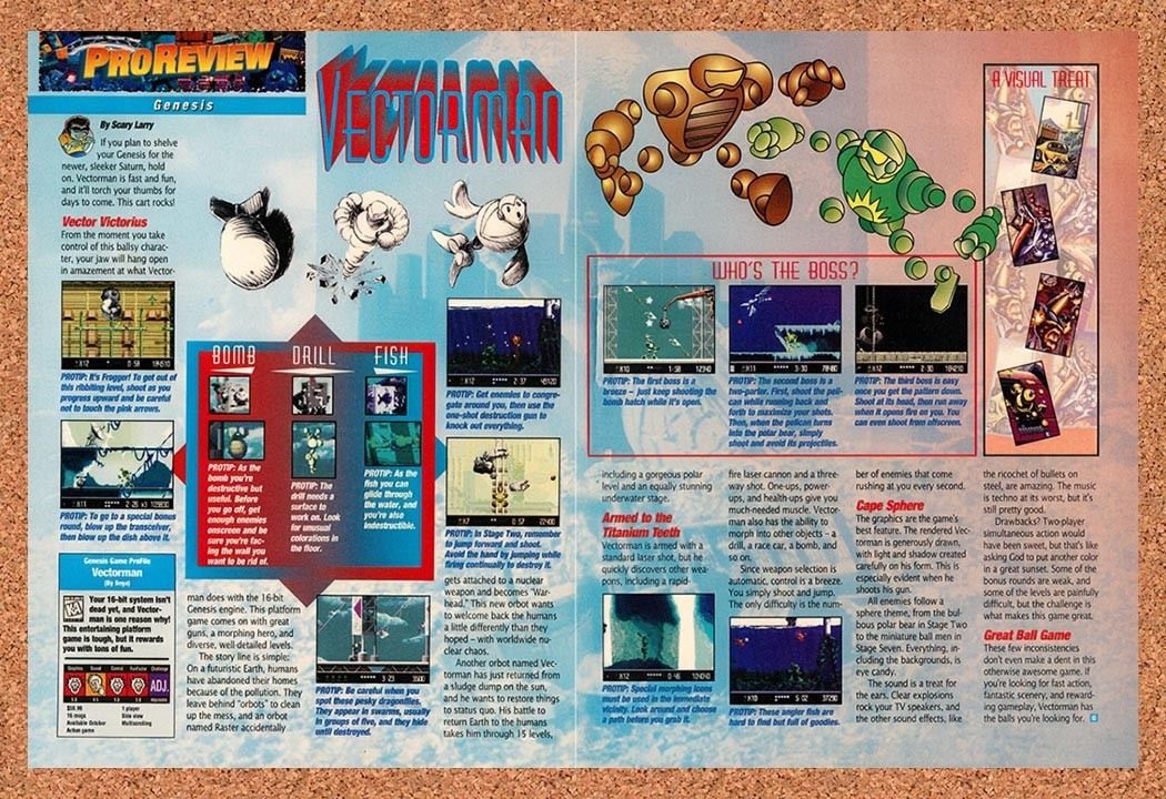 1995 Vectorman Genesis Original Advertisement / Retro Promo vr2