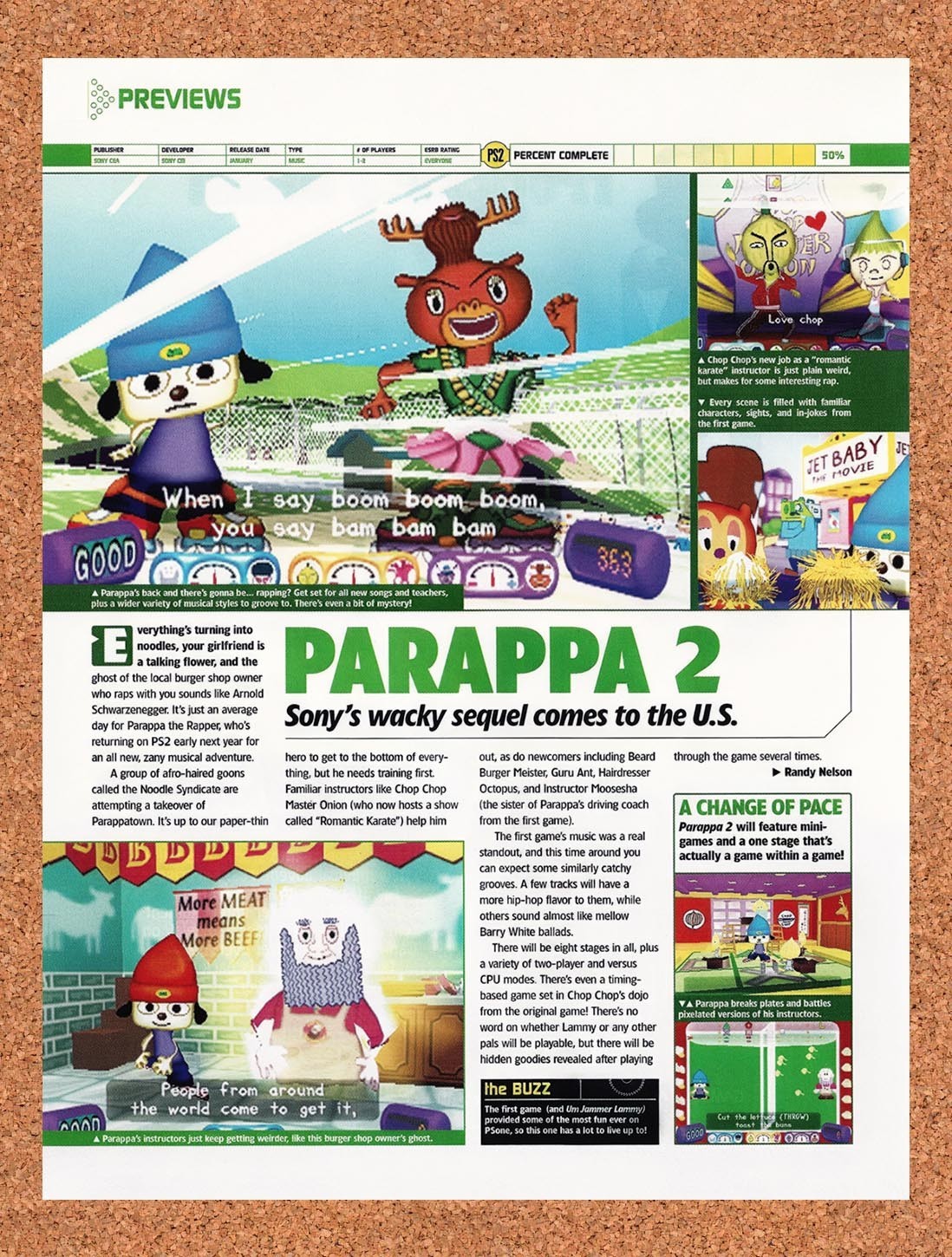 2001 Parappa The Rapper 2 PS2 Original Advertisement / Retro Promo vr2