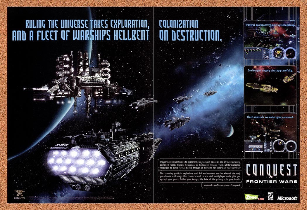 2000 Conquest Frontier Wars PC Original Advertisement / Retro Promo v3