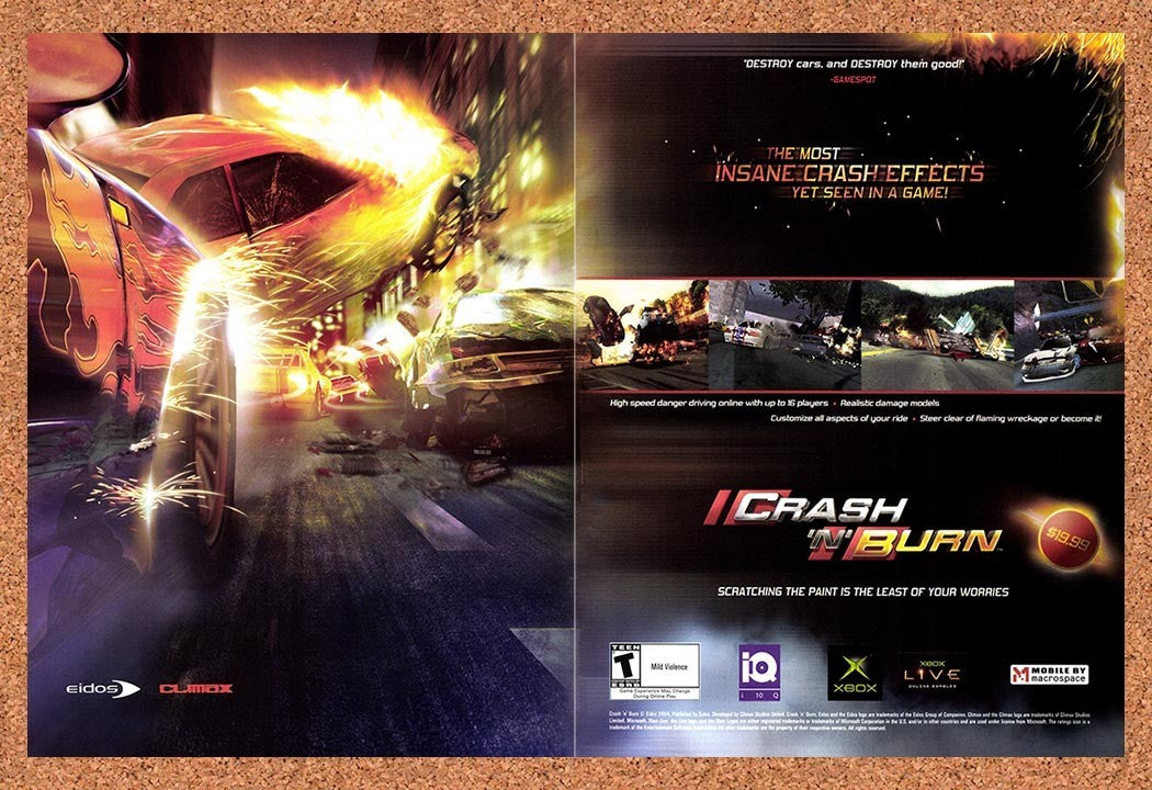 2004 Crash N Burn Xbox Original Advertisement / Retro Promo v1