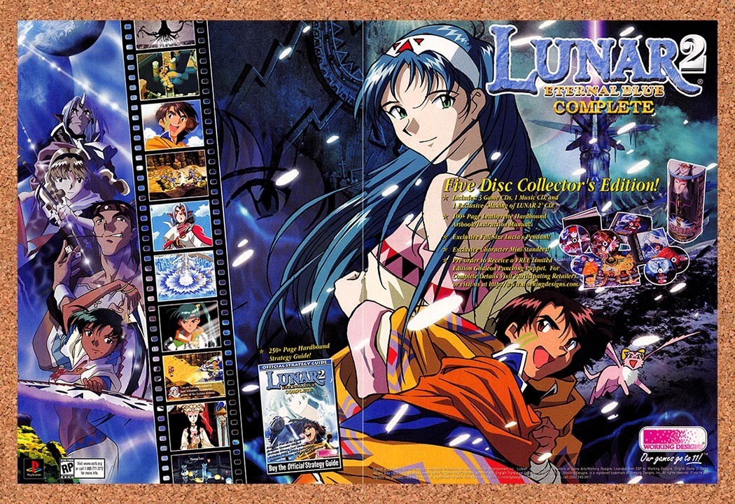 2000 Lunar 2 Eternal Blue PS1 5-Disc Collectors Edition Original Ad v7