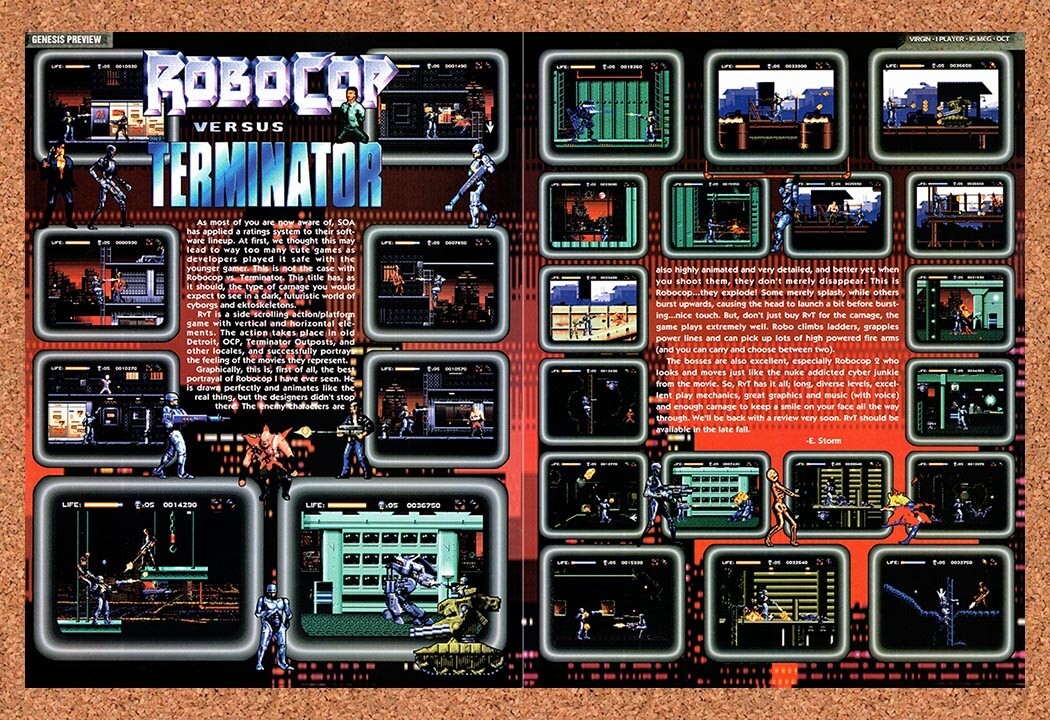 1993 Robocop Vs Terminator Genesis Original Advertisement / Retro Wall Art v5