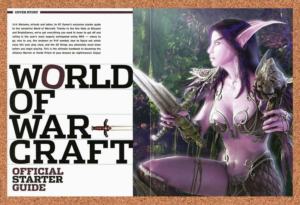 World Of WarCraft Original 2004 Ad Authentic Night Elf Video Game Review Promo