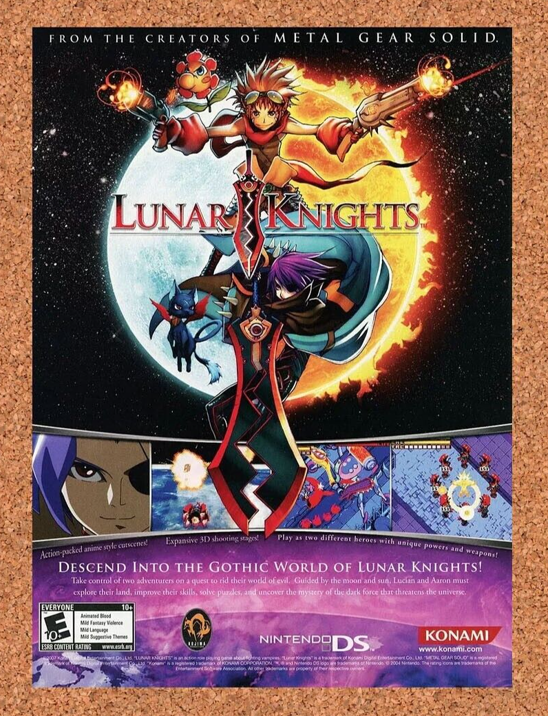 Lunar Knights DS Original 2007 Ad Authentic Nintendo Video Game Promo