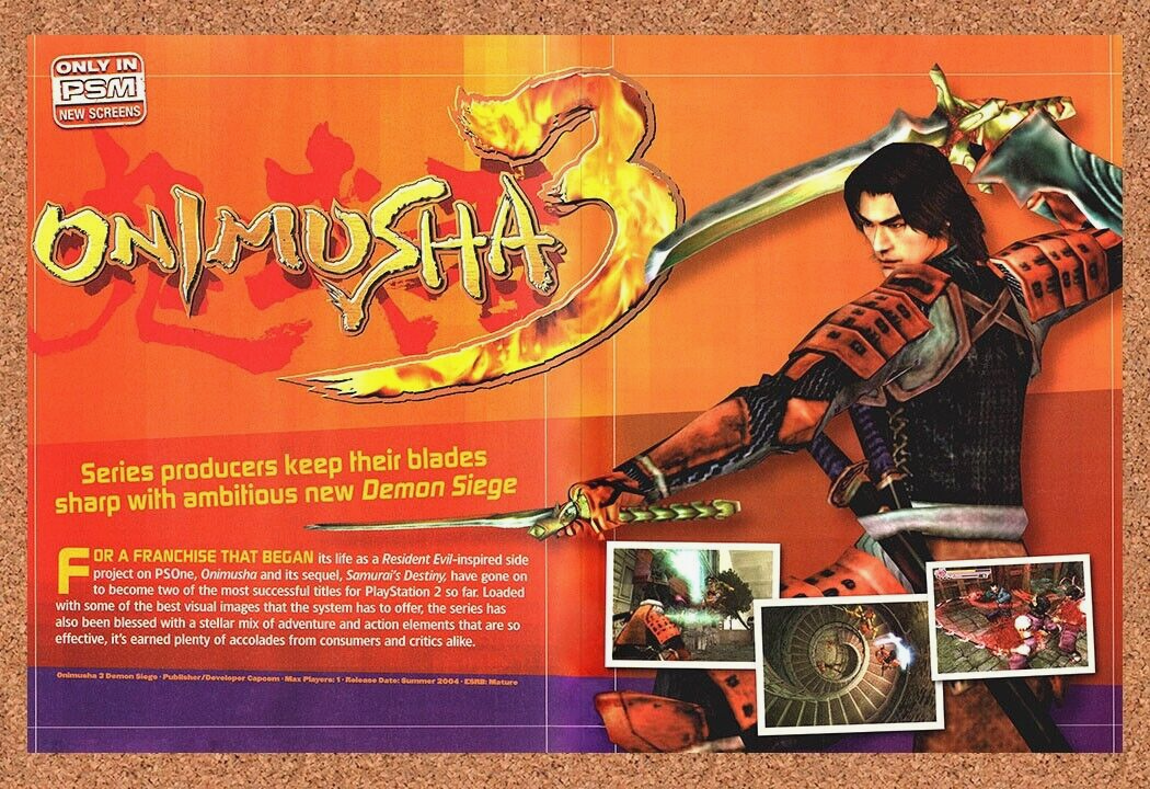 Onimusha 3 PS2 Original 2004 Print Ad Authentic Capcom Video Game Review Promo