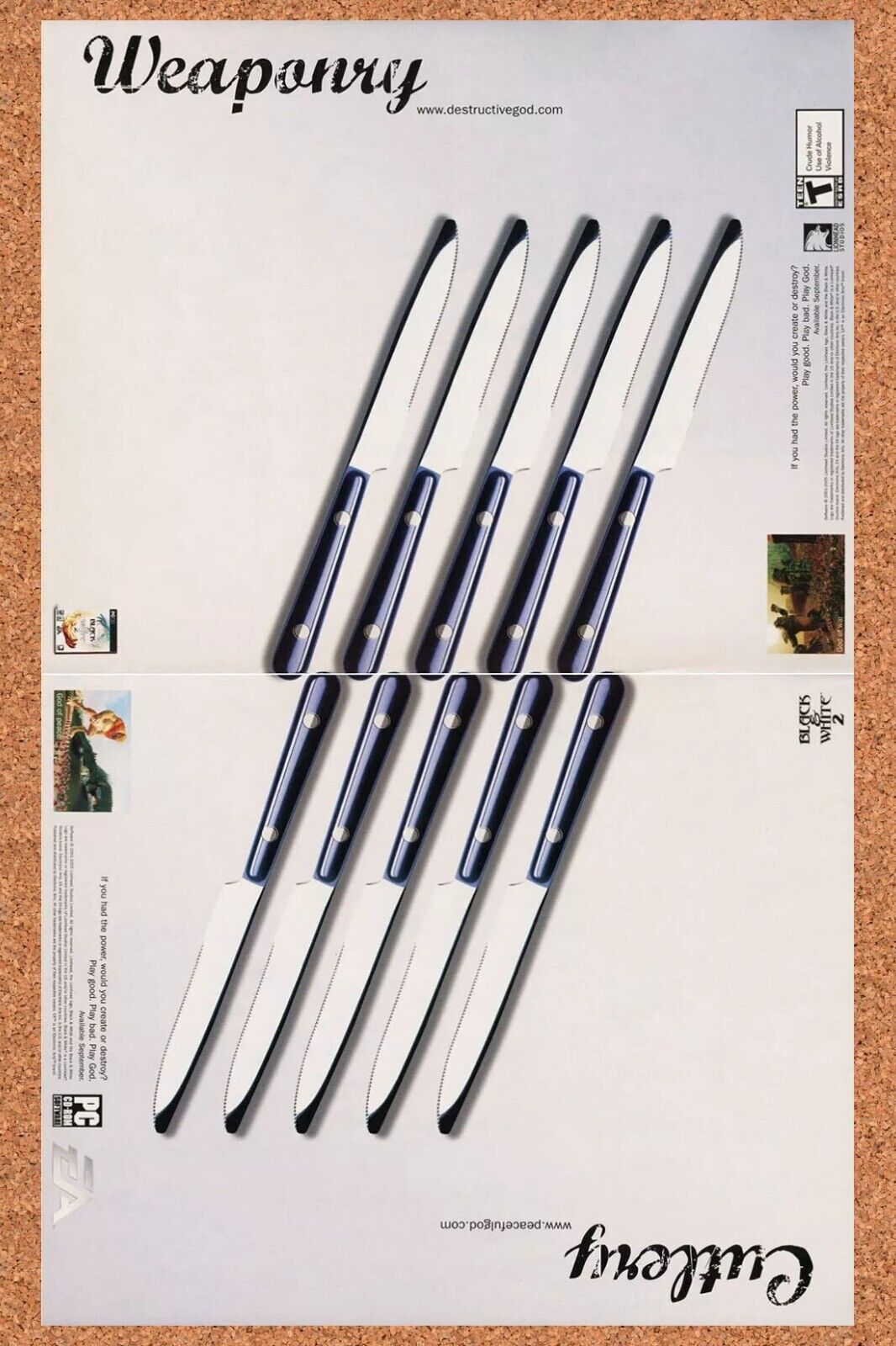 Black & White PC Original 2007 Ad Authentic Lion Head RTS Video Game Promo