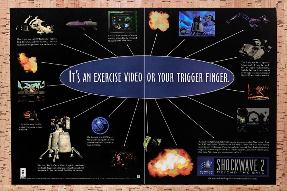 1995 Shockwave 2 Beyond The Gate 3DO Original Advertisement / Retro Wall Art v1