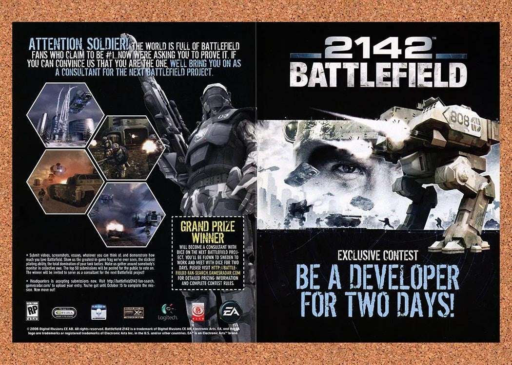 2006 Battlefield 2142 Exclusive Developer Contest Original Ad / Promo v2