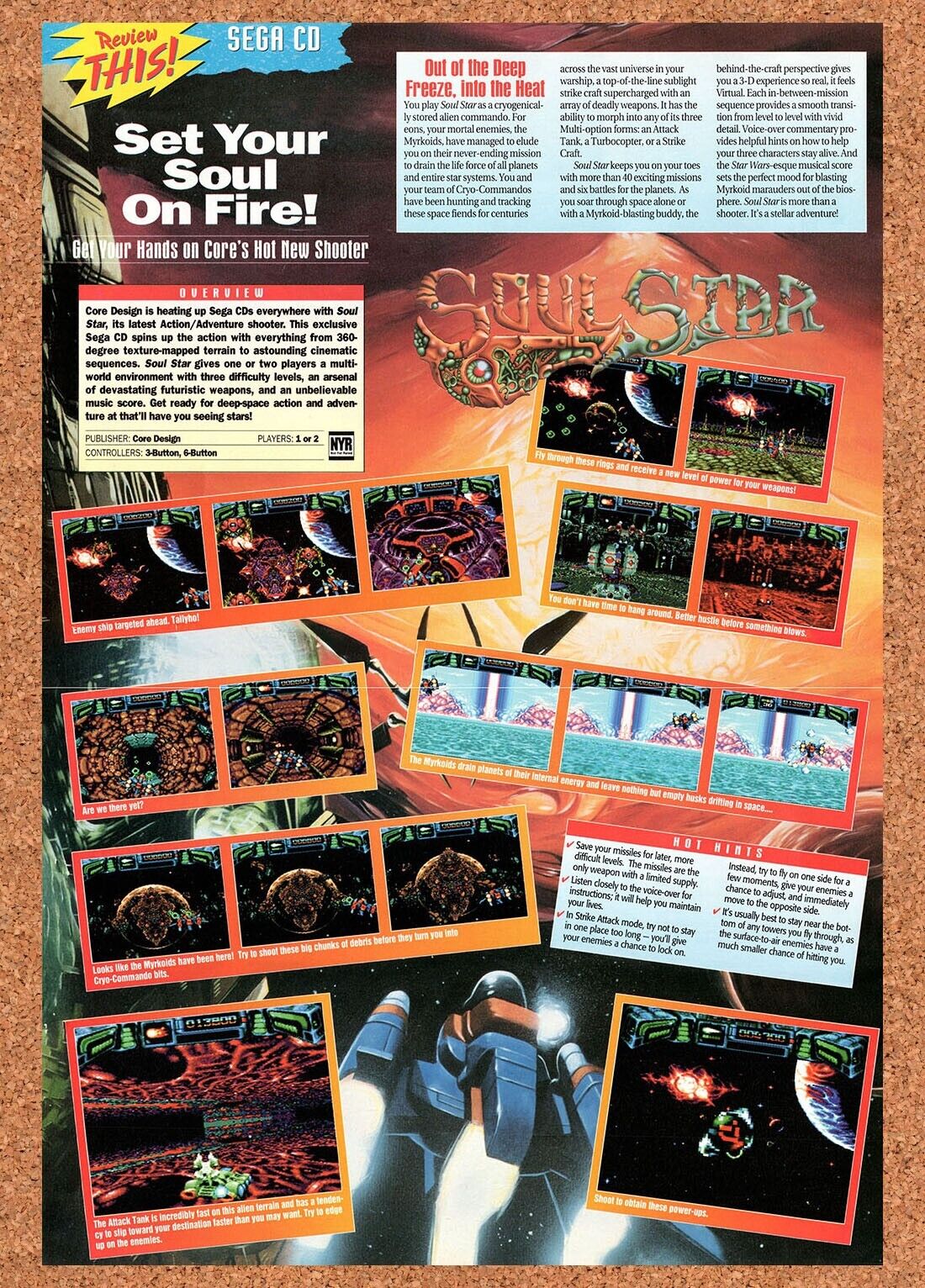 1994 Soul Star Sega CD Original Advertisement / Retro Wall Art v1