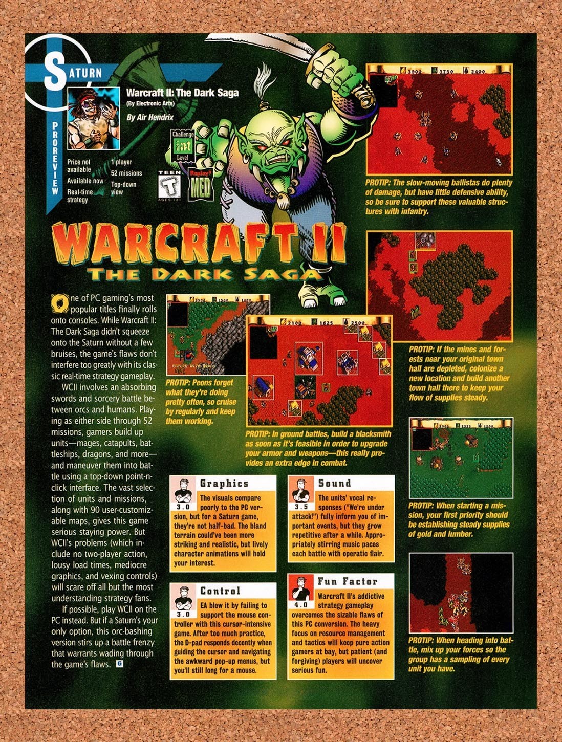 1997 WarCraft II The Dark Saga Saturn Original Advertisement / Retro Promo vr1