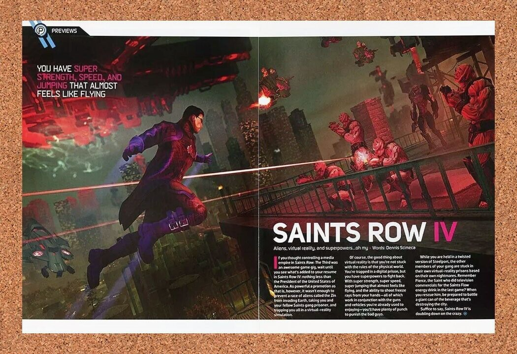 Saints Row 4 Xbox 360 IV Original 2014 Ad Authentic Preview Video Game Promo