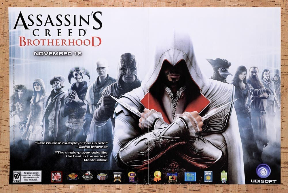 2010 Assassin's Creed Brotherhood Xbox 360 Original Ad / Retro Wall Art v1