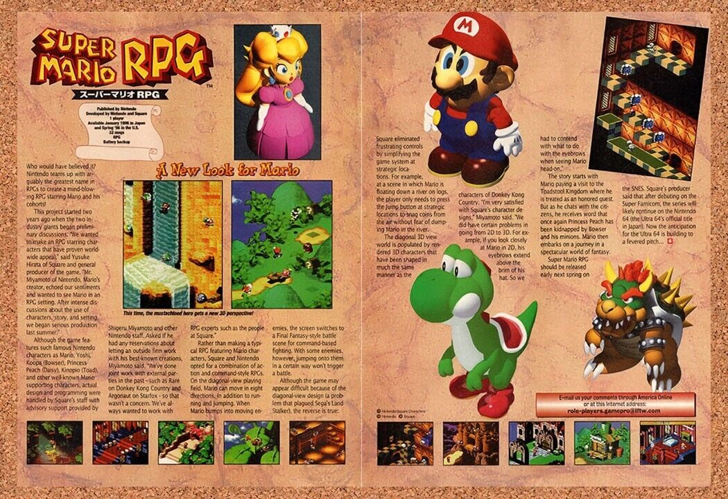 1995 Super Mario RPG Japanese Preview Original Advertisement / Retro Wall Art v