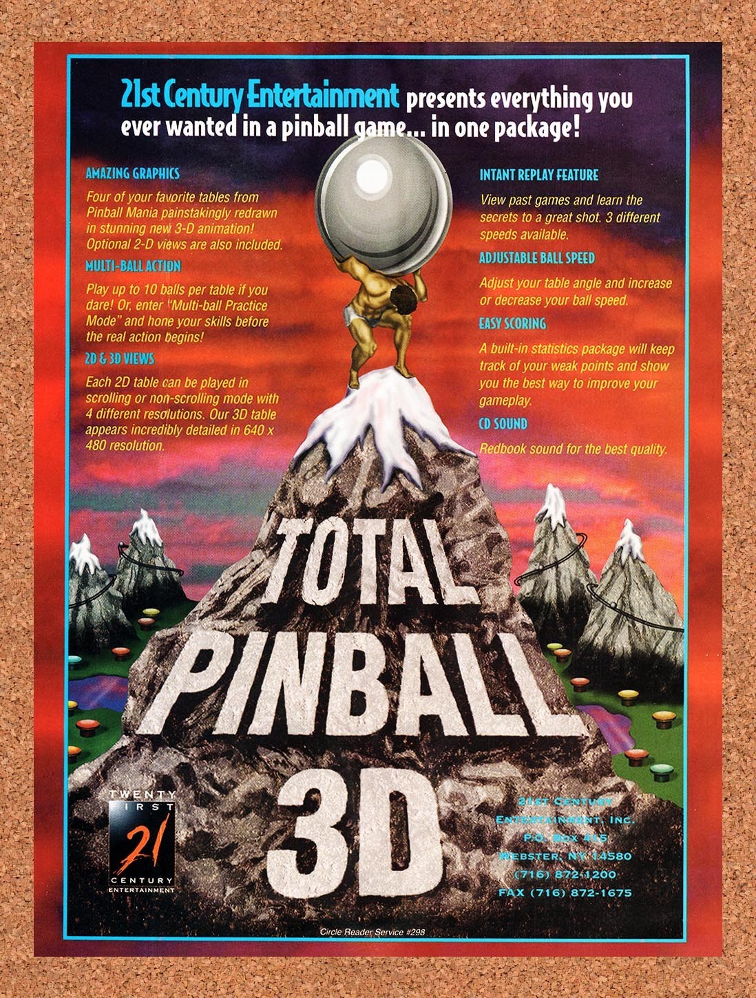 1996 Total Pinball 3D PC Original Advertisement / Retro Promo v1