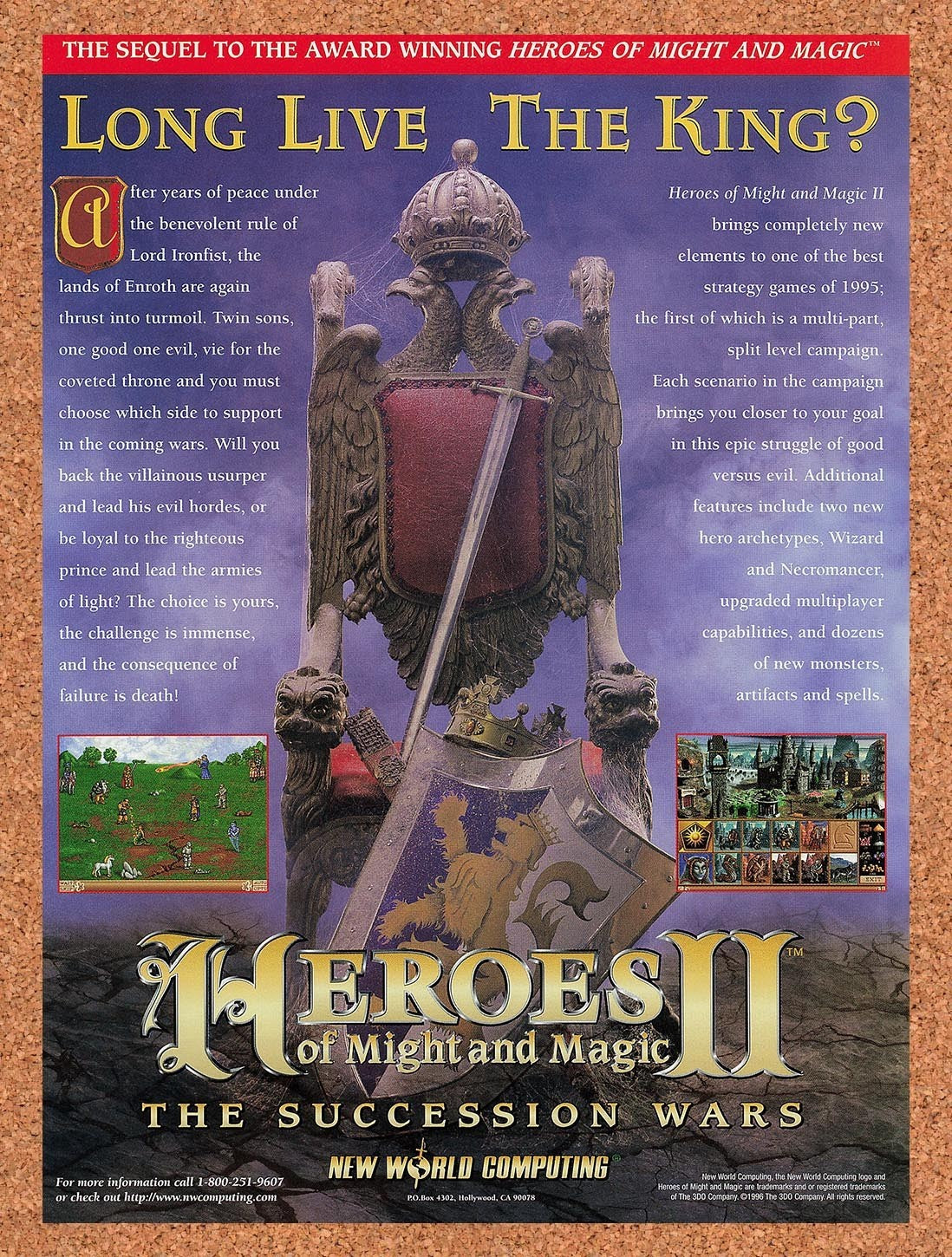 1996 Heroes Of Might And Magic II The Succession Wars PC Original Ad / Promo v3