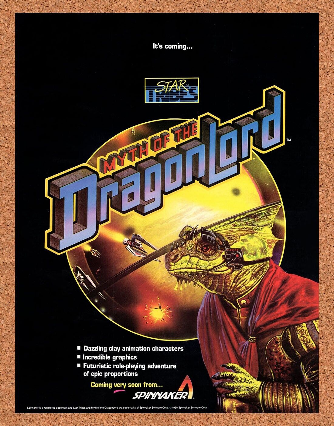 Myth Of the Dragon Lord PC Original 1990 Vintage Ad - Video Game Promo