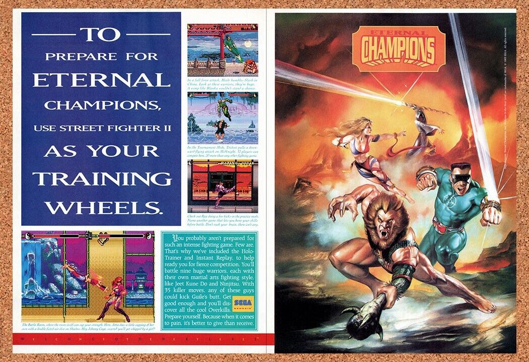 1994 Eternal Champions Genesis Original Advertisement / Retro Wall Art v3
