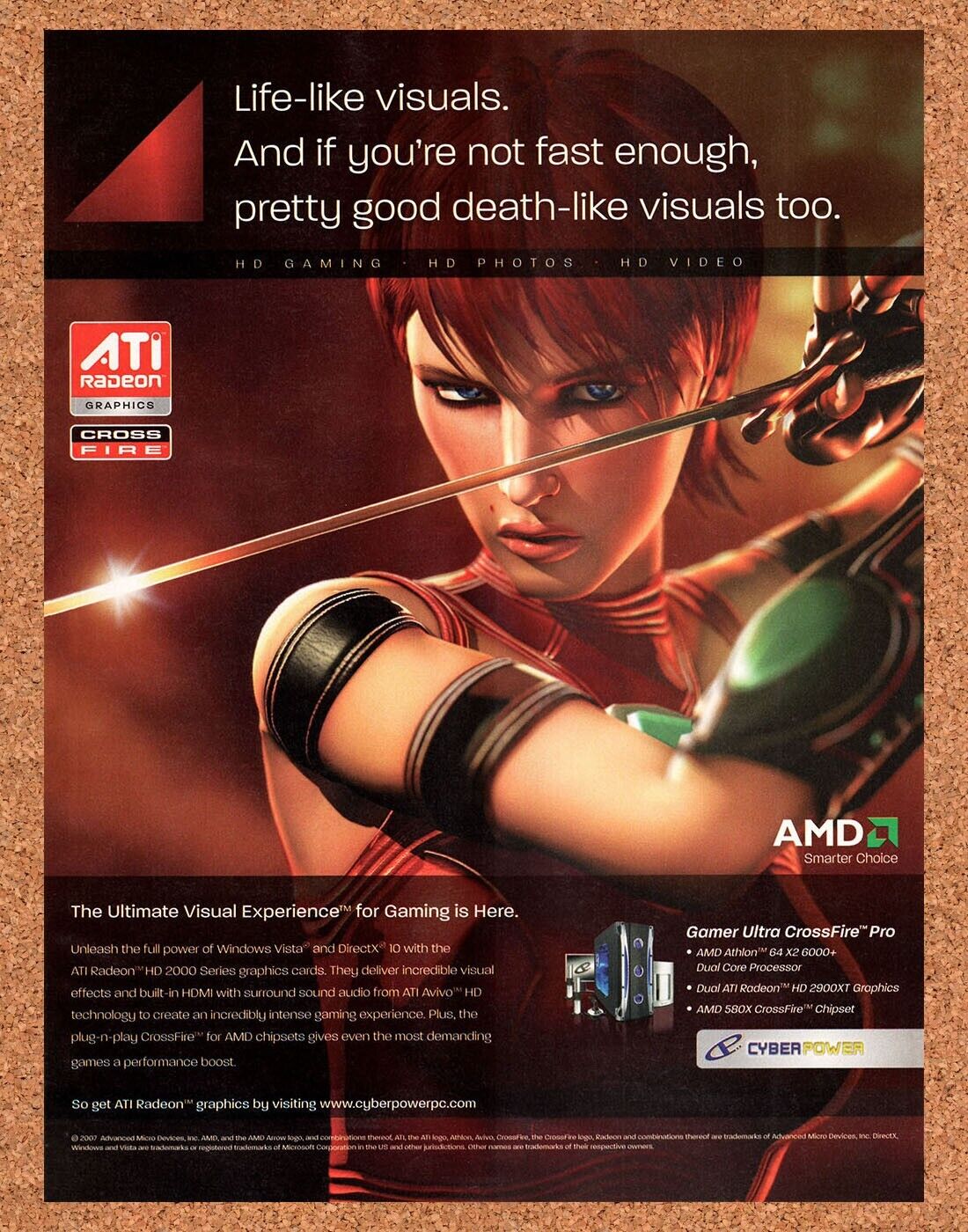 ATI Radeon Cross Fire Graphics Original 2007 Vintage Ad - Retro Tech Promo