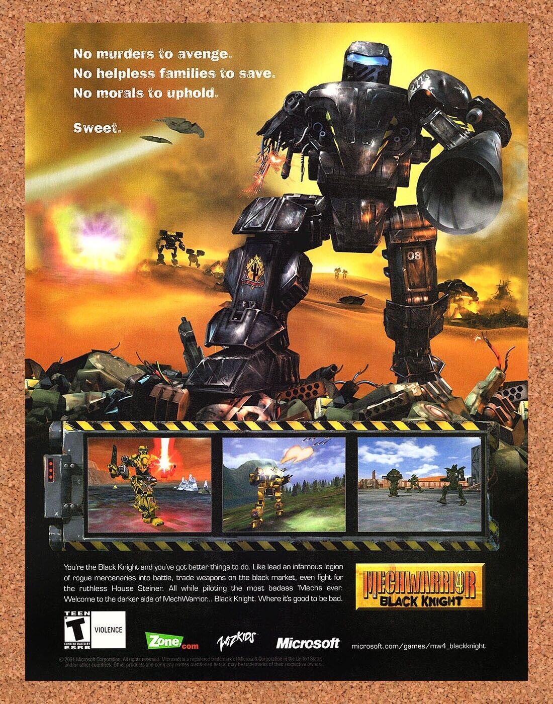 MechWarrior 4 Black Knight PC Original 2001 Print Ad Authentic Video Game Promo