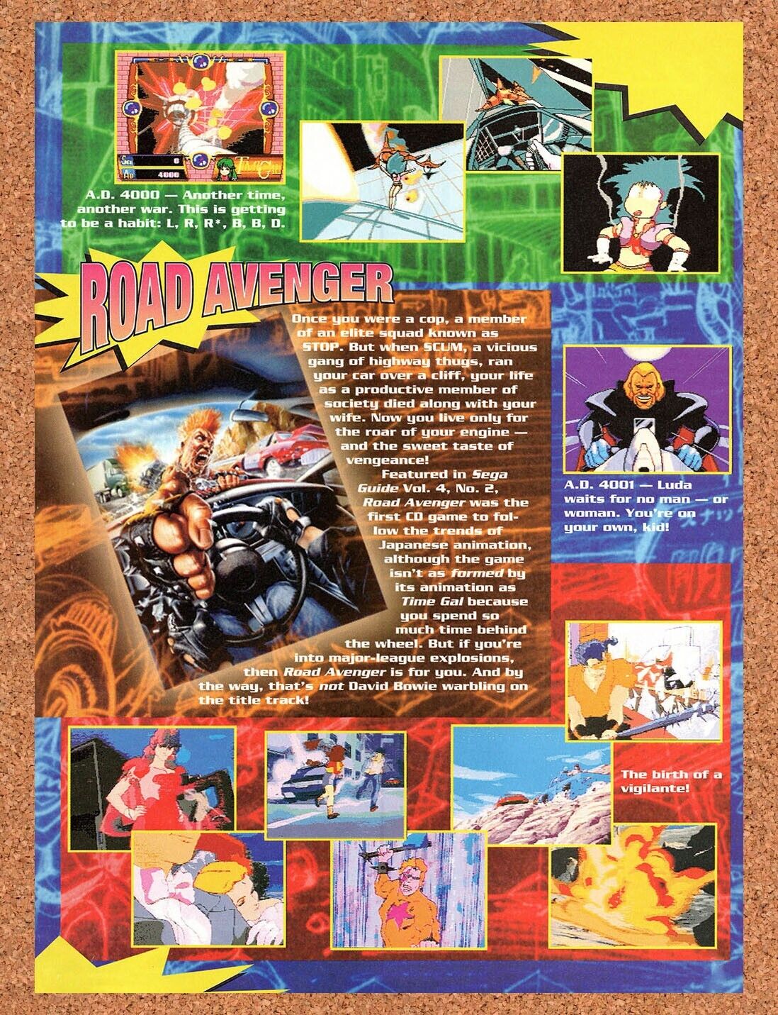 1993 Road Avenger Sega CD Original Advertisement / Retro Wall Art v2