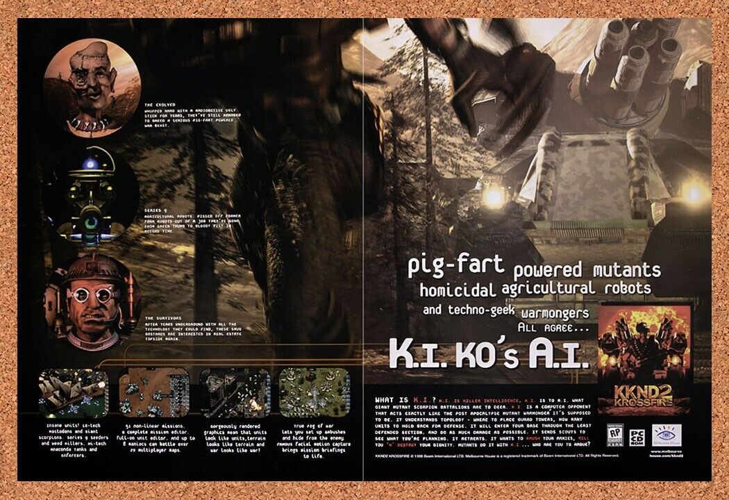 1998 KKND 2 Krossfire PC Original Advertisement / Retro Wall Art v2