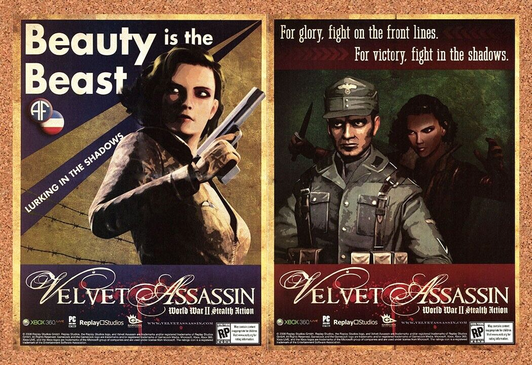 Velvet Assassin World War 2 Xbox 360 Original 2008 Ad Authentic Video Game Promo