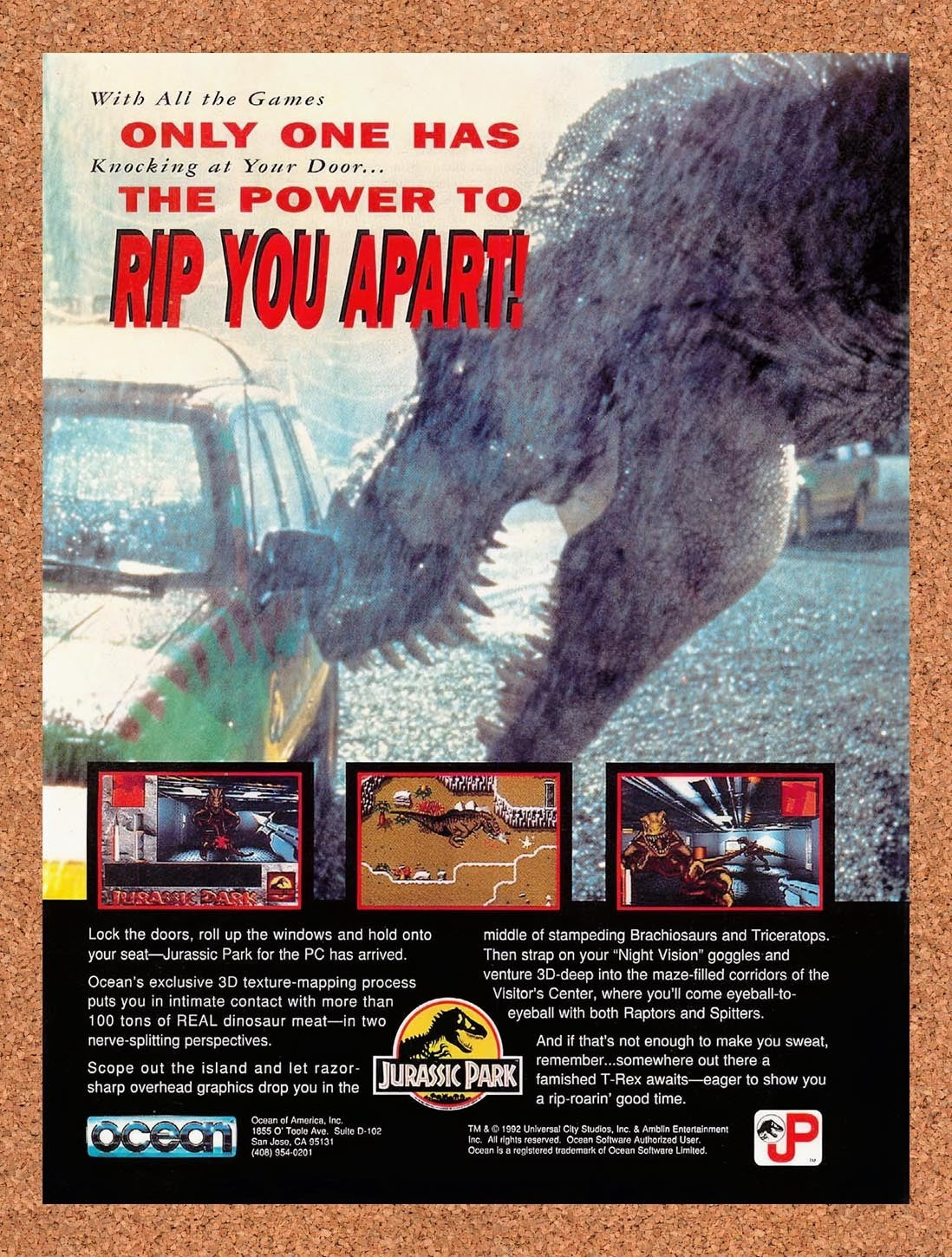 1994 Jurassic Park PC Original Advertisement / Retro Promo v5