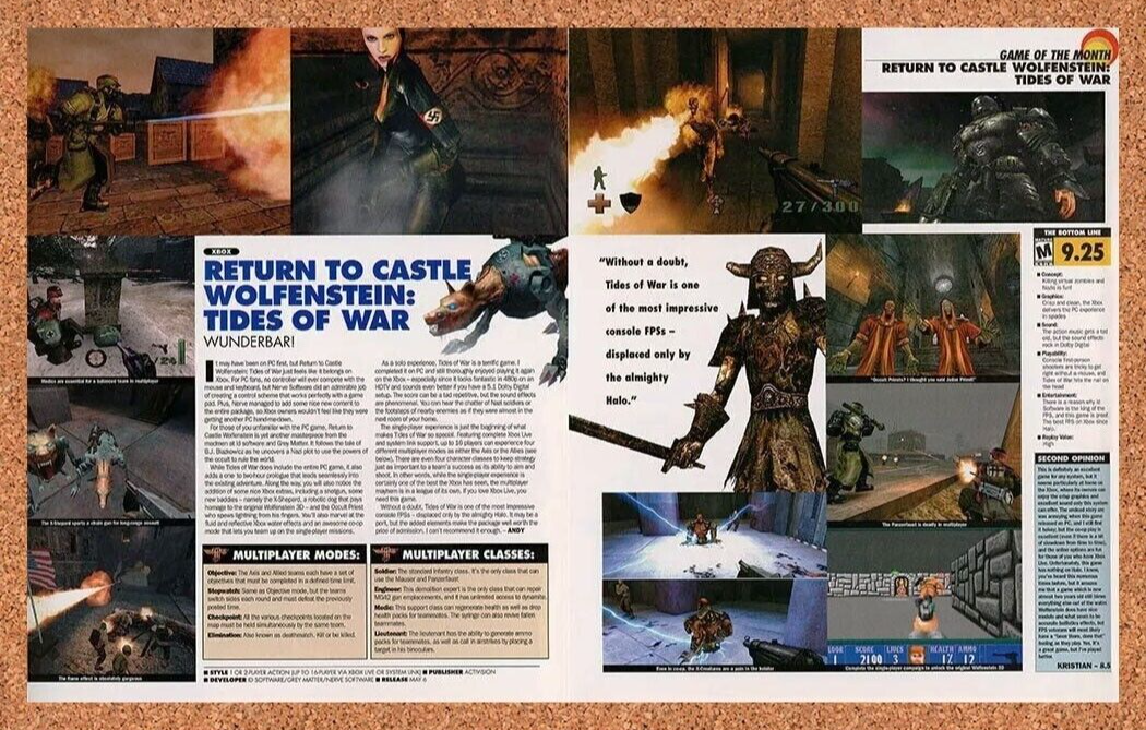 Return To Castle Wolfenstein Xbox Original 2006 Ad Authentic Video Game Promo