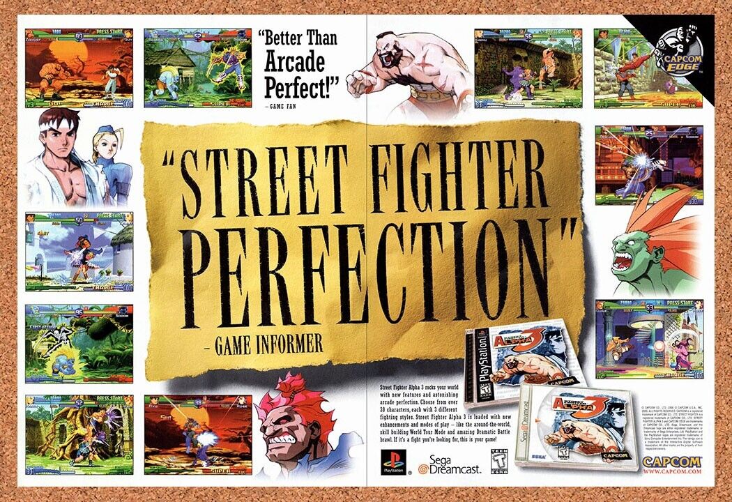 Street Fighter Alpha 3 PS1 Original 2002 Vintage Ad - Video Game Art Promo