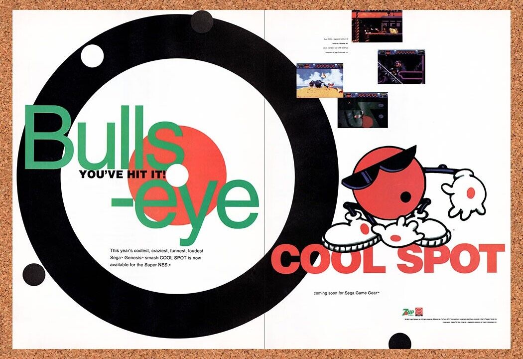 1993 Cool Spot SNES Original Advertisement / Retro Wall Art v2