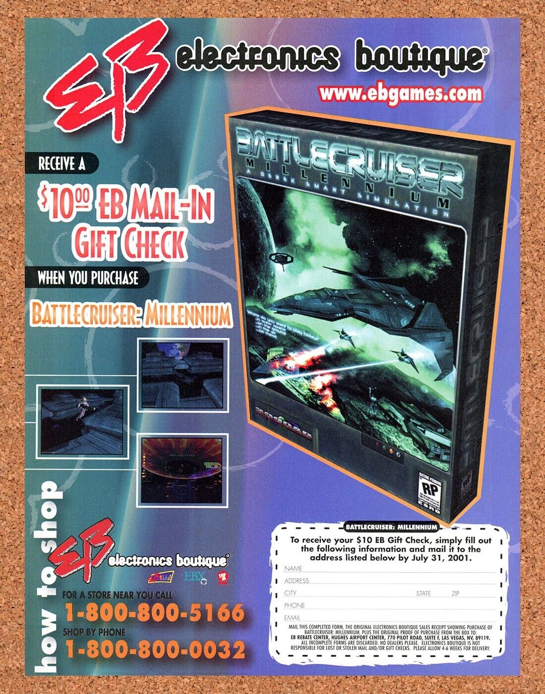 Battlecruiser Millennium PC Original 2007 Ad Authentic EB Games Video Game Promo