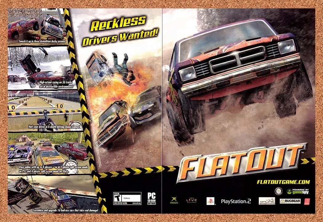 2005 FlatOut Xbox Original Advertisement / Retro Promo v1