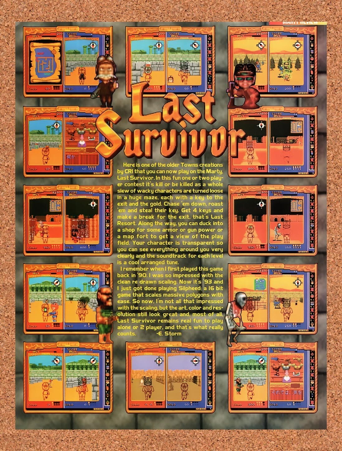 1993 Last Survivor FM Towns Marty Original Advertisement / Retro Wall Art v1